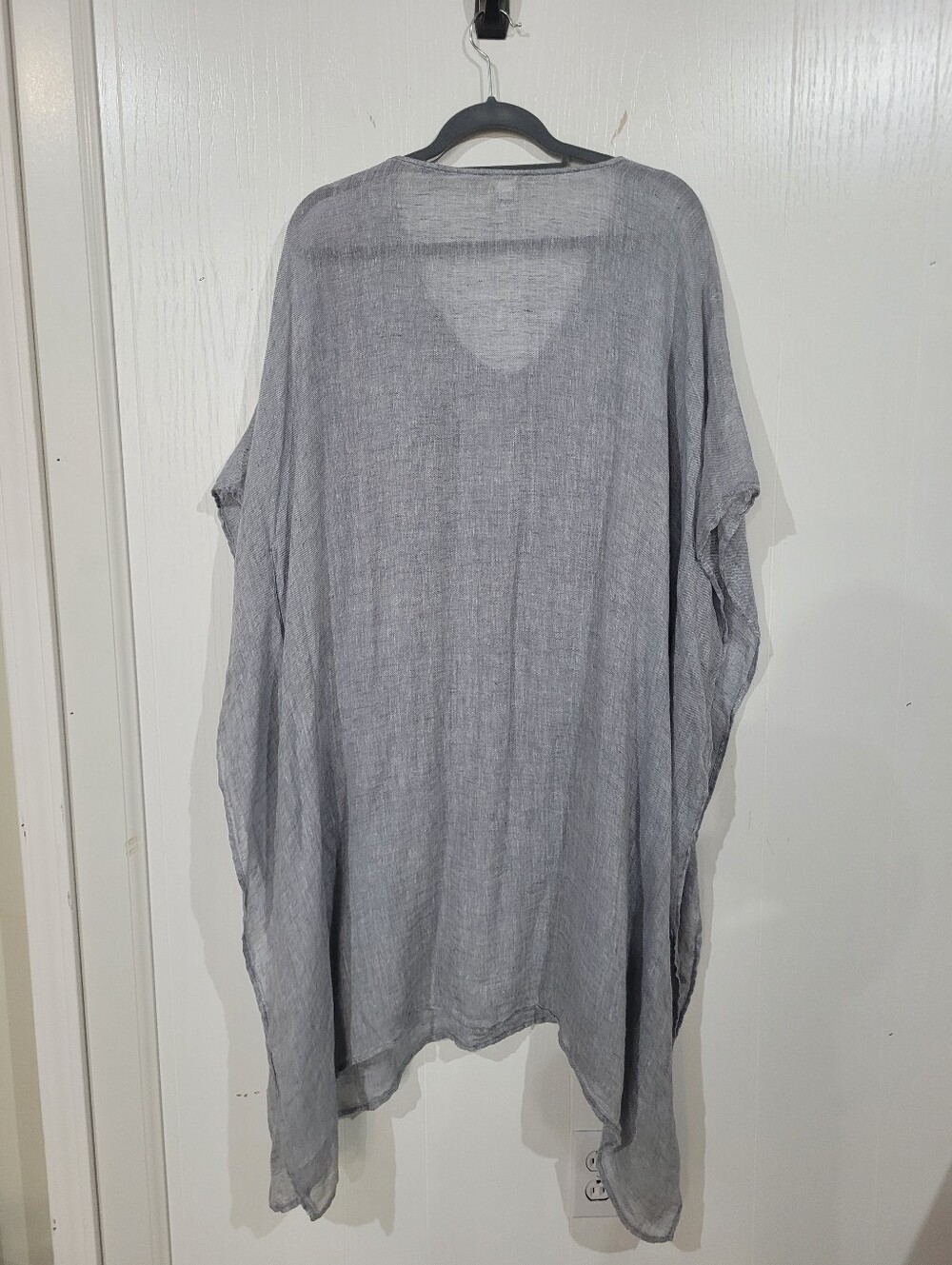 Eileen Fisher Light Gray Organic Linen Gauze V-Neck Linen Tunic Caftan Size XL - Picture 5 of 8